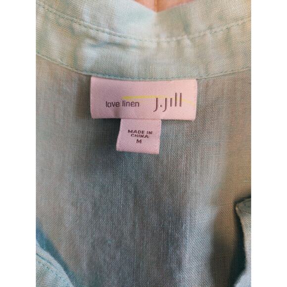 J. Jill Love Linen Button Down Shirt Size Medium Seafoam Green 100% Linen - Picture 3 of 7